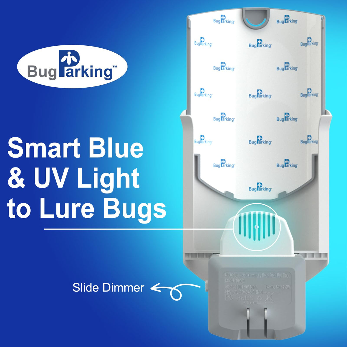 Bug Parking blue UV light glow attracting flying insects.