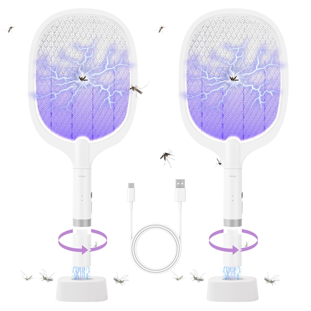 Bug Parking electric fly swatter racket 4000V for fast indoor insect control