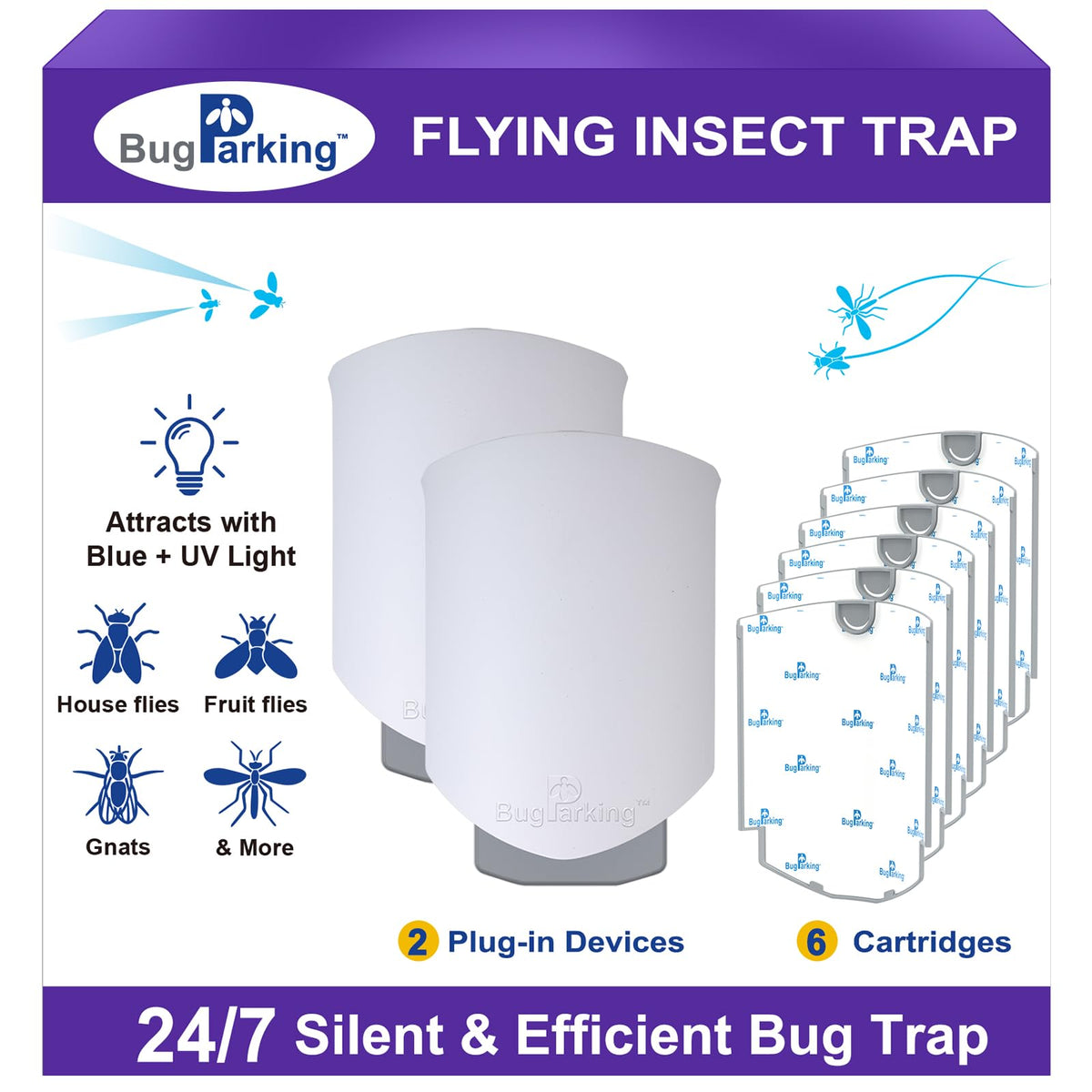 Bug Parking flying insect trap front view, indoor pest control