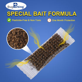Bug Parking attractant pouch shown with roach traps