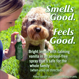 Bug Soother spray bottle side label highlighting ingredients and family-friendly protection