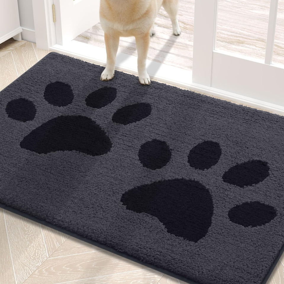 Buganda dog door mat with low-profile design keeps doors clear and feet warm.