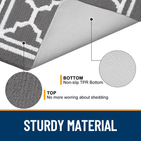 Buganda mat features a low-profile 0.4 inch thickness under doors.