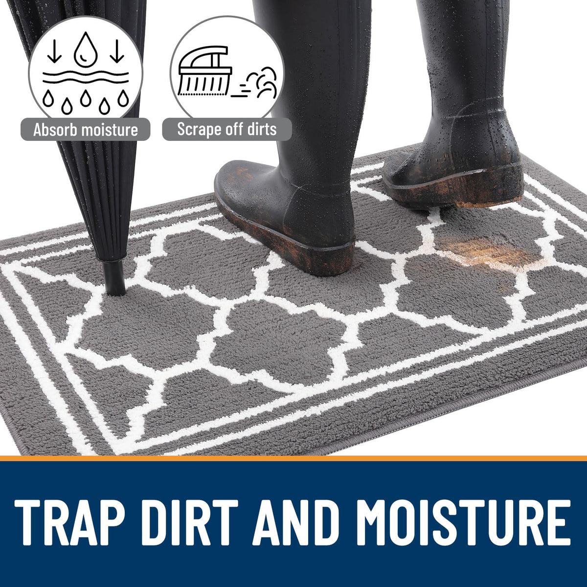 Buganda mat's low-profile 0.4-inch height fits under doors without snagging.