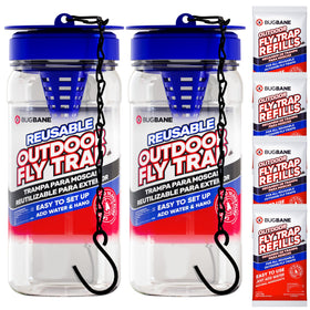 BugBane 2 Fly Traps outdoor trap hanging for patio control, discreet and effective.