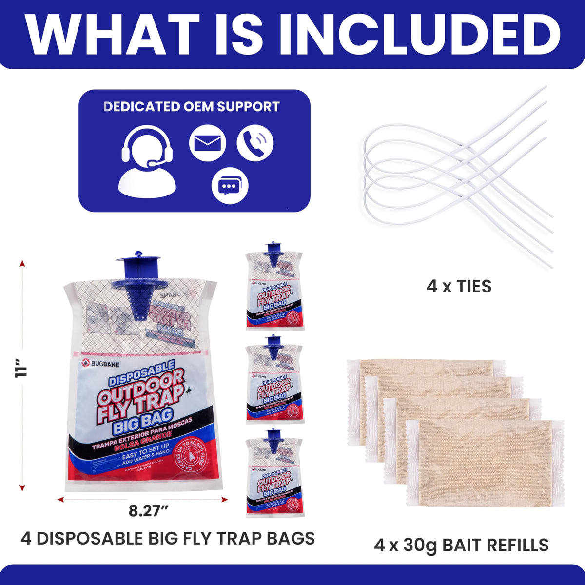 BugBane disposal guidance showing placing bag in outdoor trash.