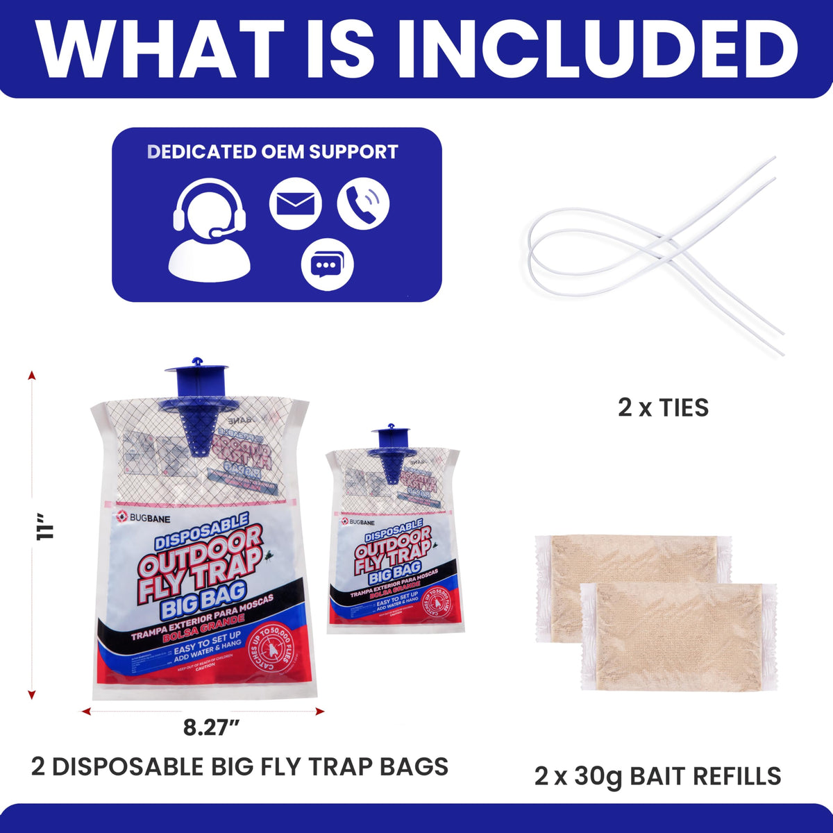 BugBane easy disposal instructions illustration for bagged trap.