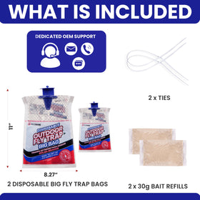 BugBane easy disposal instructions illustration for bagged trap.