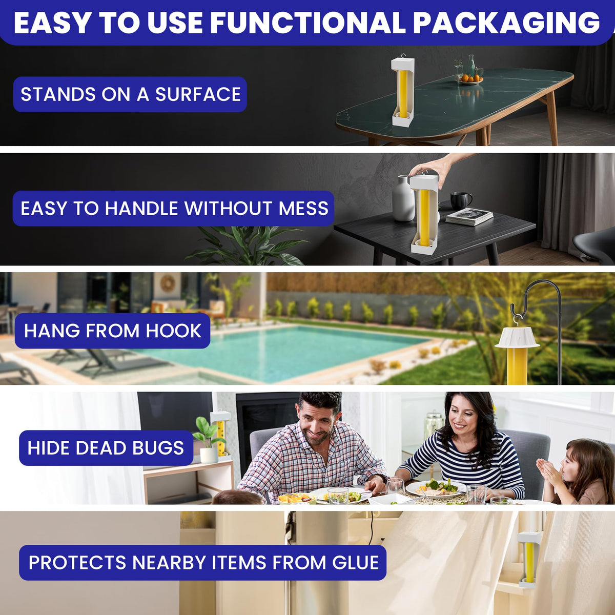 BugBane Fly Stick Trap features waterproof glue that lasts months.