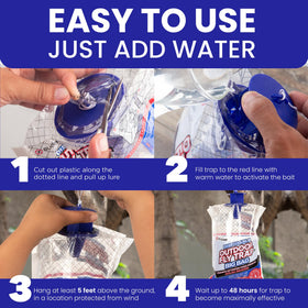 BugBane fly trap water-activation capture close-up shows bait releasing attractants.