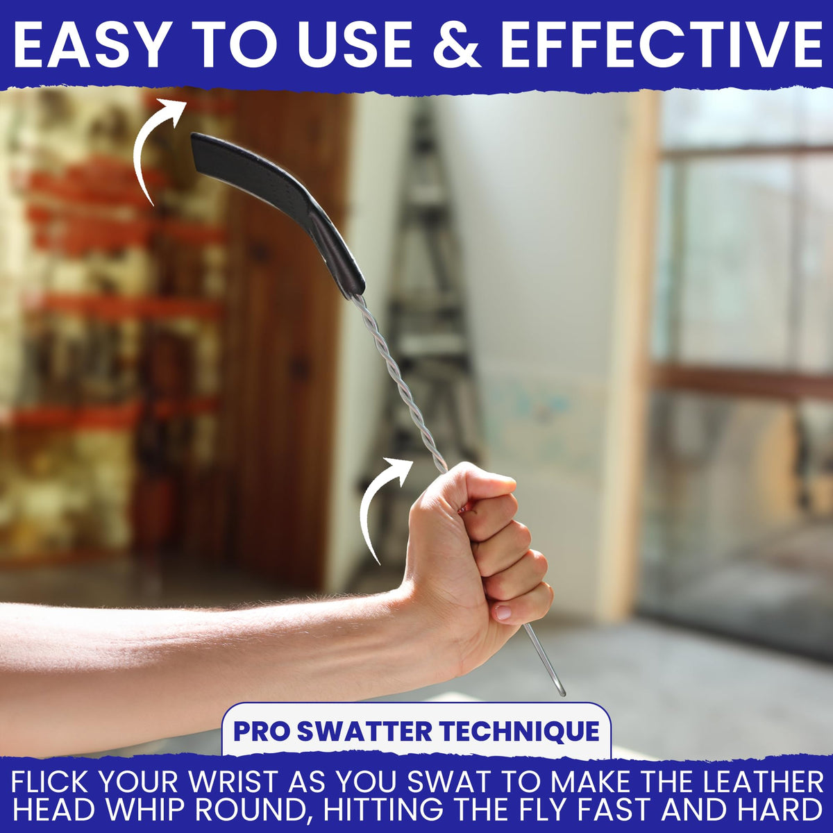 BugBane swatter with hanging loop for easy storage after use.
