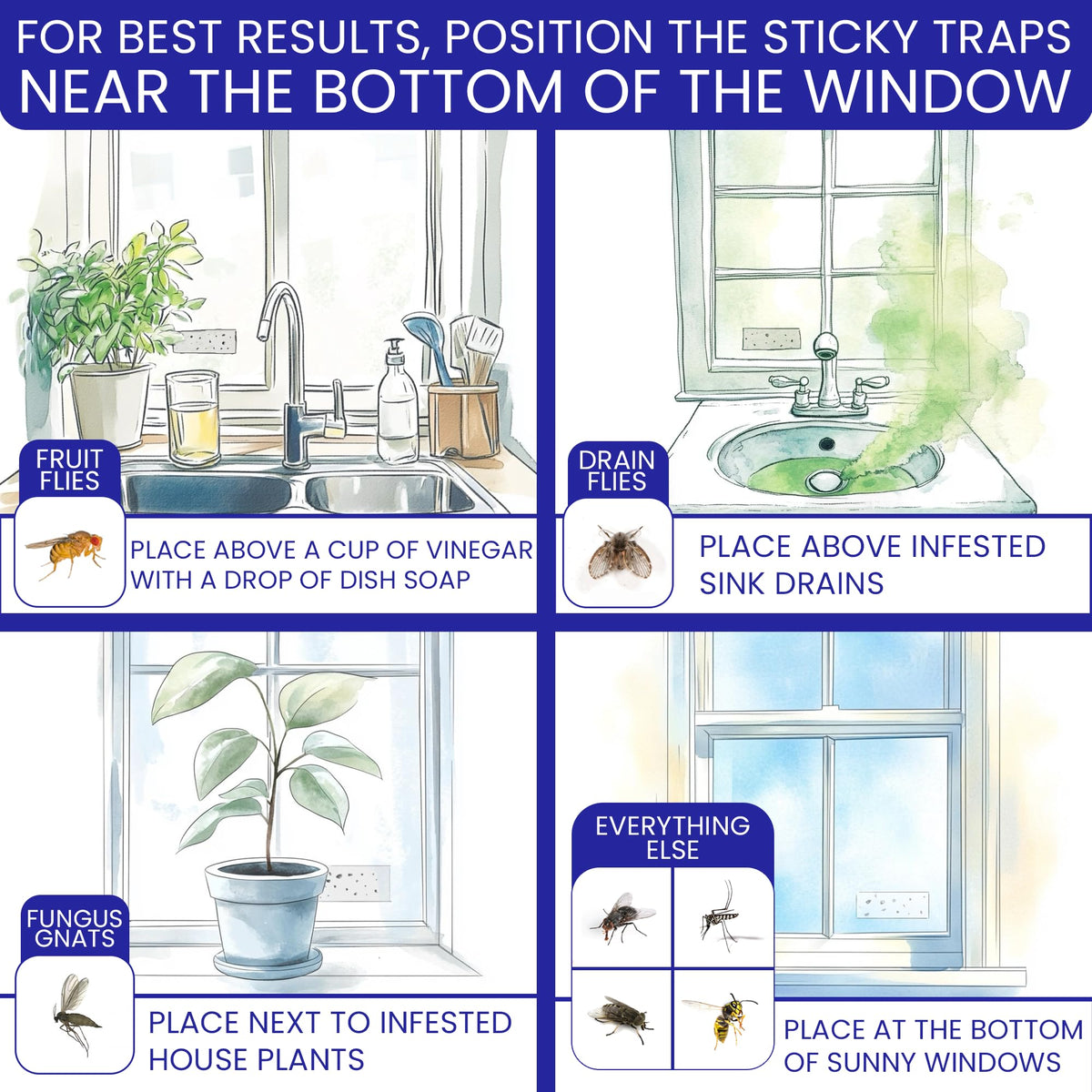 BugBane non-toxic fly trap pack for indoor use provides odorless monitoring.