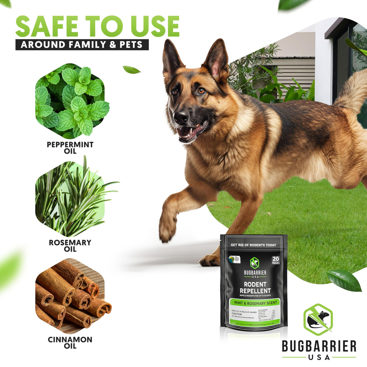 BugBarrier mint rosemary aroma dispersing in a vehicle environment.