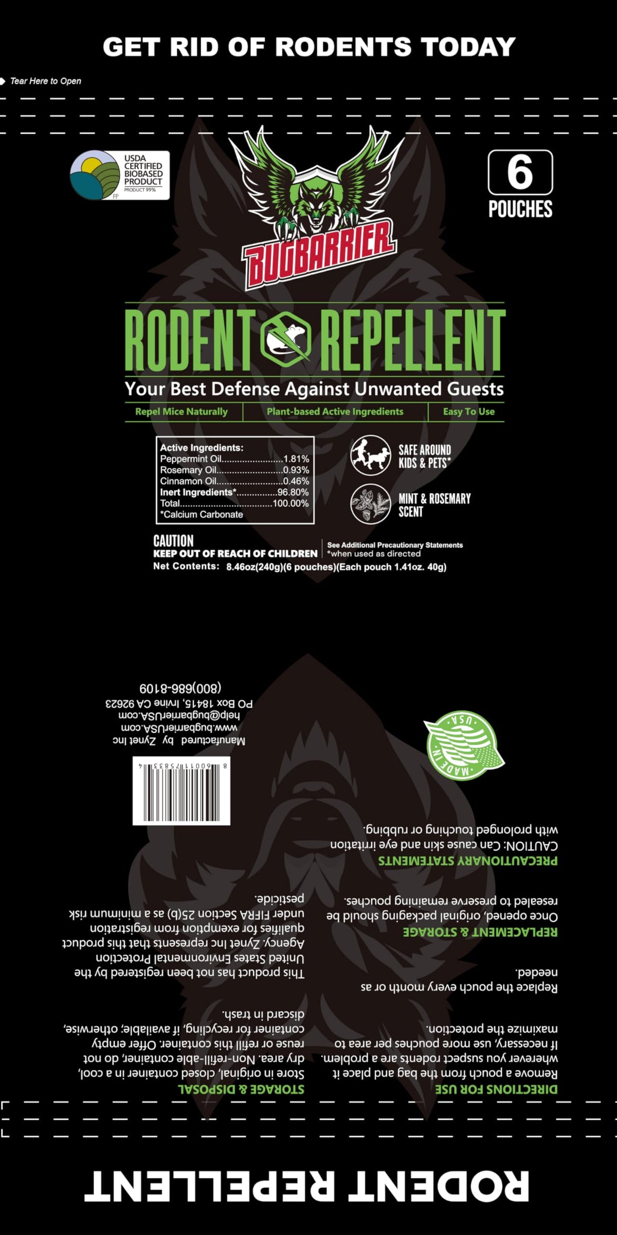 BugBarrier peppermint oil scent offers a mild, fresh aroma
