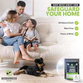 BugBarrier pouch placed in a garage or cabin area for protection.