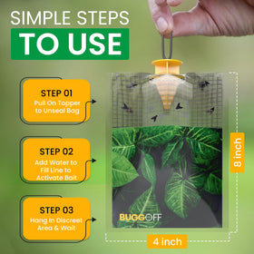 Buggoff vented cap trap open entry enables fast fly capture