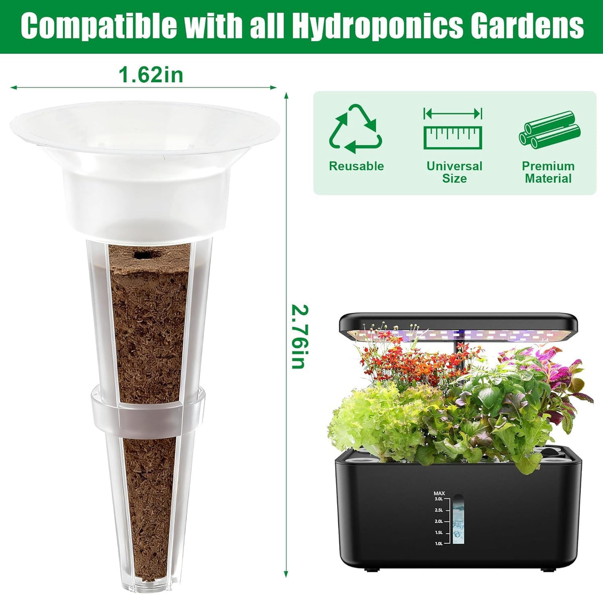 BuggyBeds Gourmet Seed Pods installed in a compatible hydroponics system for effortless year-round herbs.