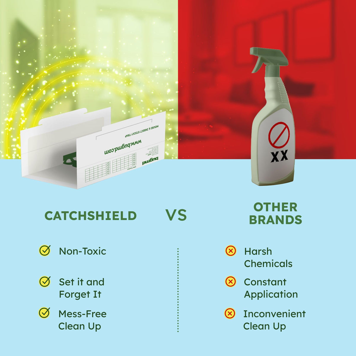 BugMD CatchShield large adhesive surface improves capture chances