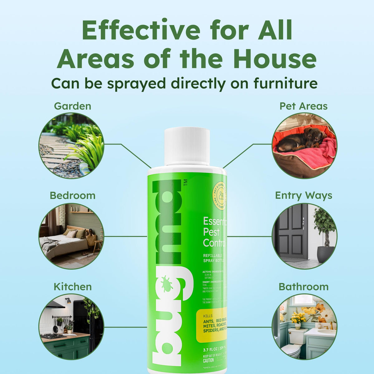 BugMD fast-acting pest control spray in action.