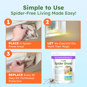 BugMD Spider Shield essential oils close-up shows citronella, rosemary and lemongrass.