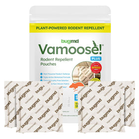 Multi-pack display showing BugMD Vamoose peppermint oil deterrence across spaces