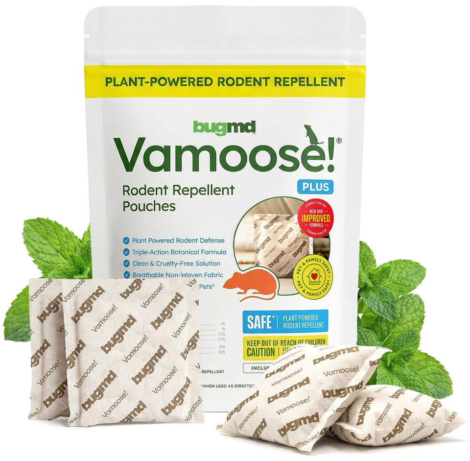 BugMD Vamoose peppermint oil pouch packaging ready for indoor pest deterrence