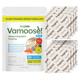 BugMD Vamoose Plus pouches in closet repel mice with peppermint scent.