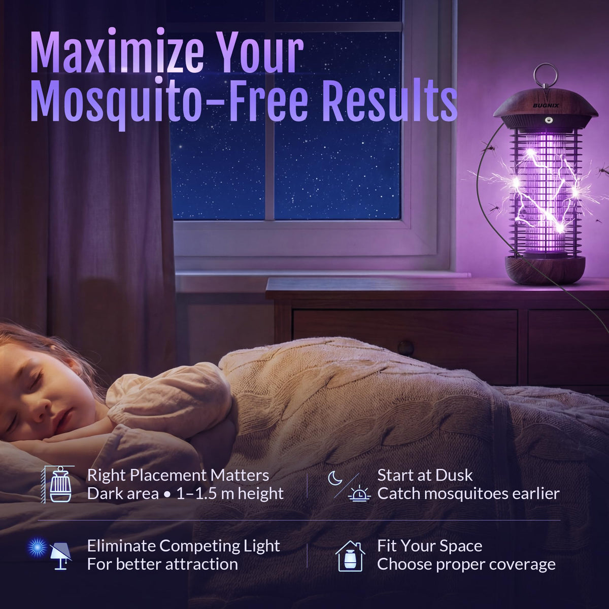 Safe, durable ABS design protects kids and pets while trapping insects