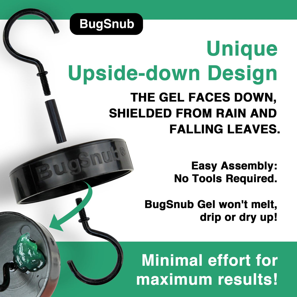 BugSnub discreet black color keeps the feeder as the focal point.