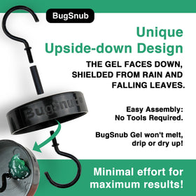 BugSnub metal hooks offer sturdy installation on most nectar feeders.