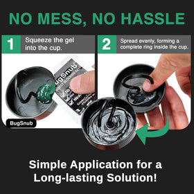 BugSnub upside-down design in action improves gel stay-in-place during warm days.
