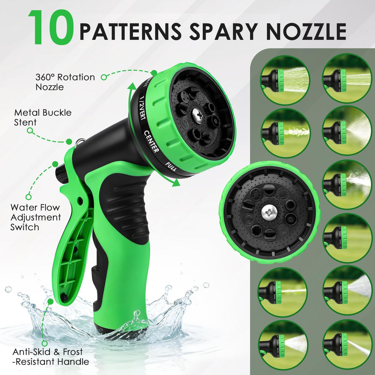 Buheco 100ft nozzle with 10 settings for versatile tasks.