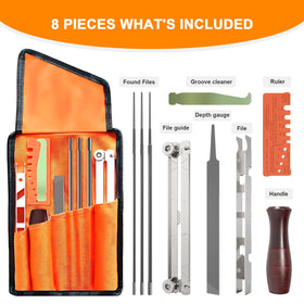 Buhobha file set showing three sizing files for precise sharpening angles.