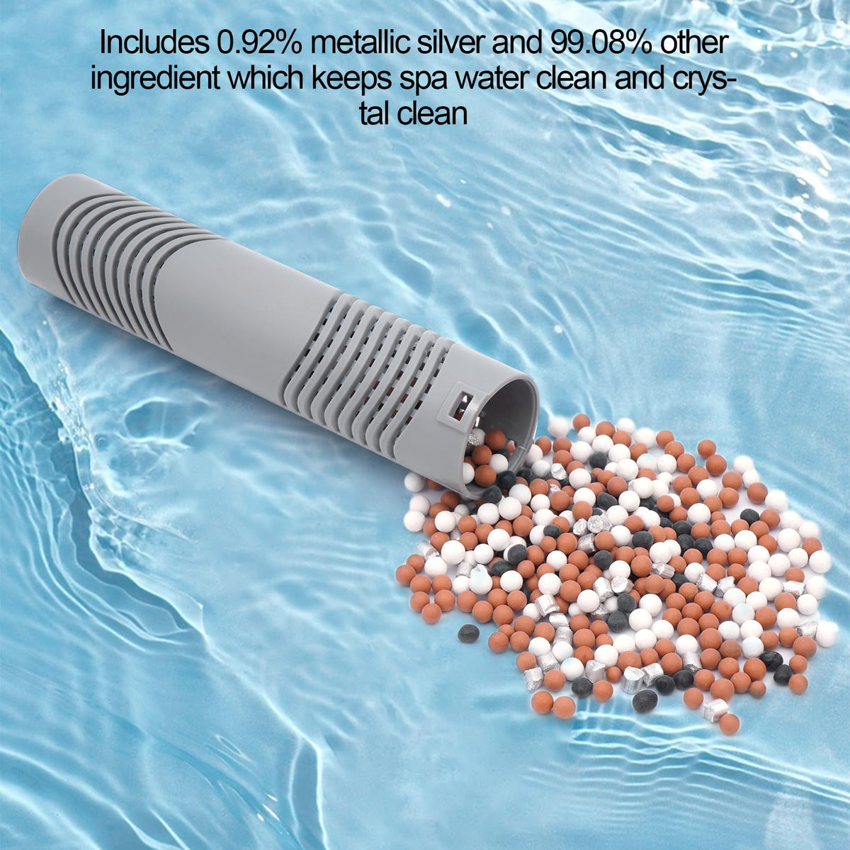 Buhobha hot tub cartridge in use reduces odors and impurities.