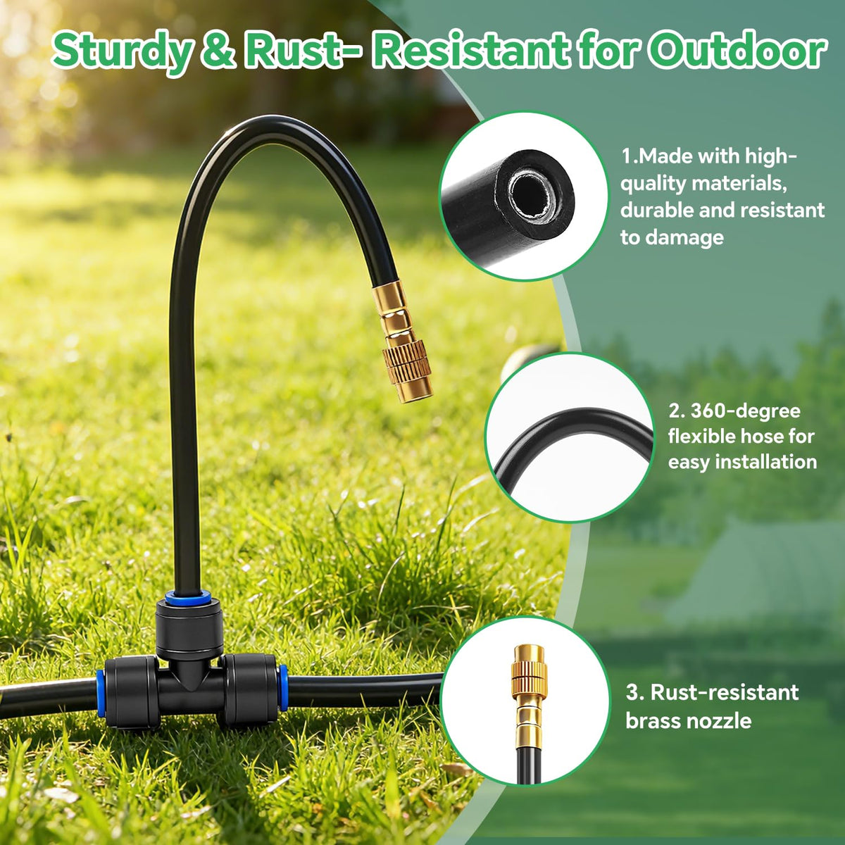 BUIGNDG garden-ready setup connects to a hose for easy irrigation