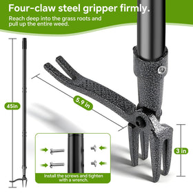 Buigndg weed puller all-metal body offers durability and rust resistance.