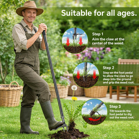 Buigndg weed puller easy-step tilt method for quick weed extraction.