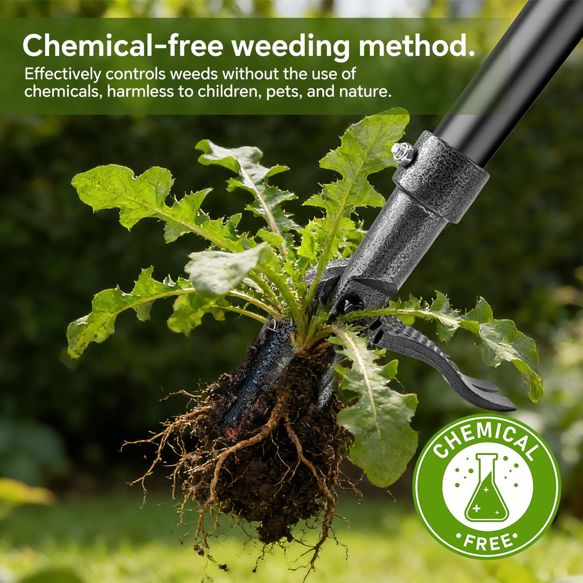 Buigndg weed puller long handle reduces bending and promotes comfortable gardening.