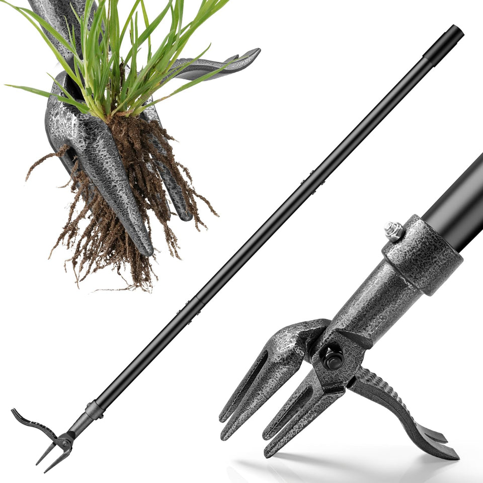 Buigndg weed puller standing design for easy, back-friendly weed removal.