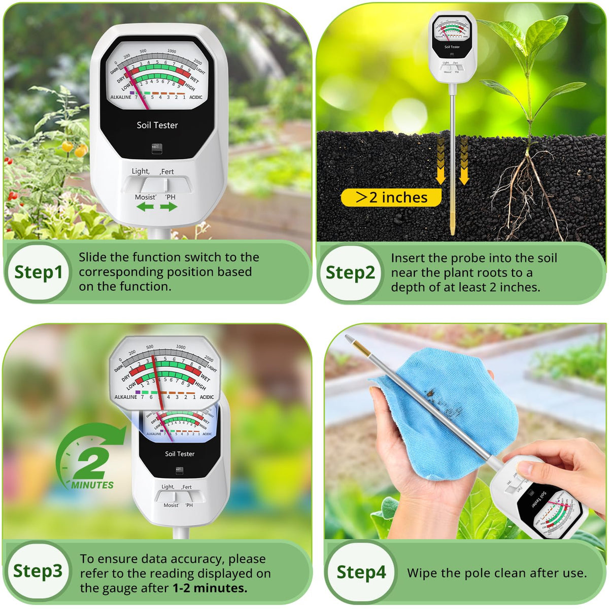 Buladeke easy-clean probe supports hygienic soil testing.