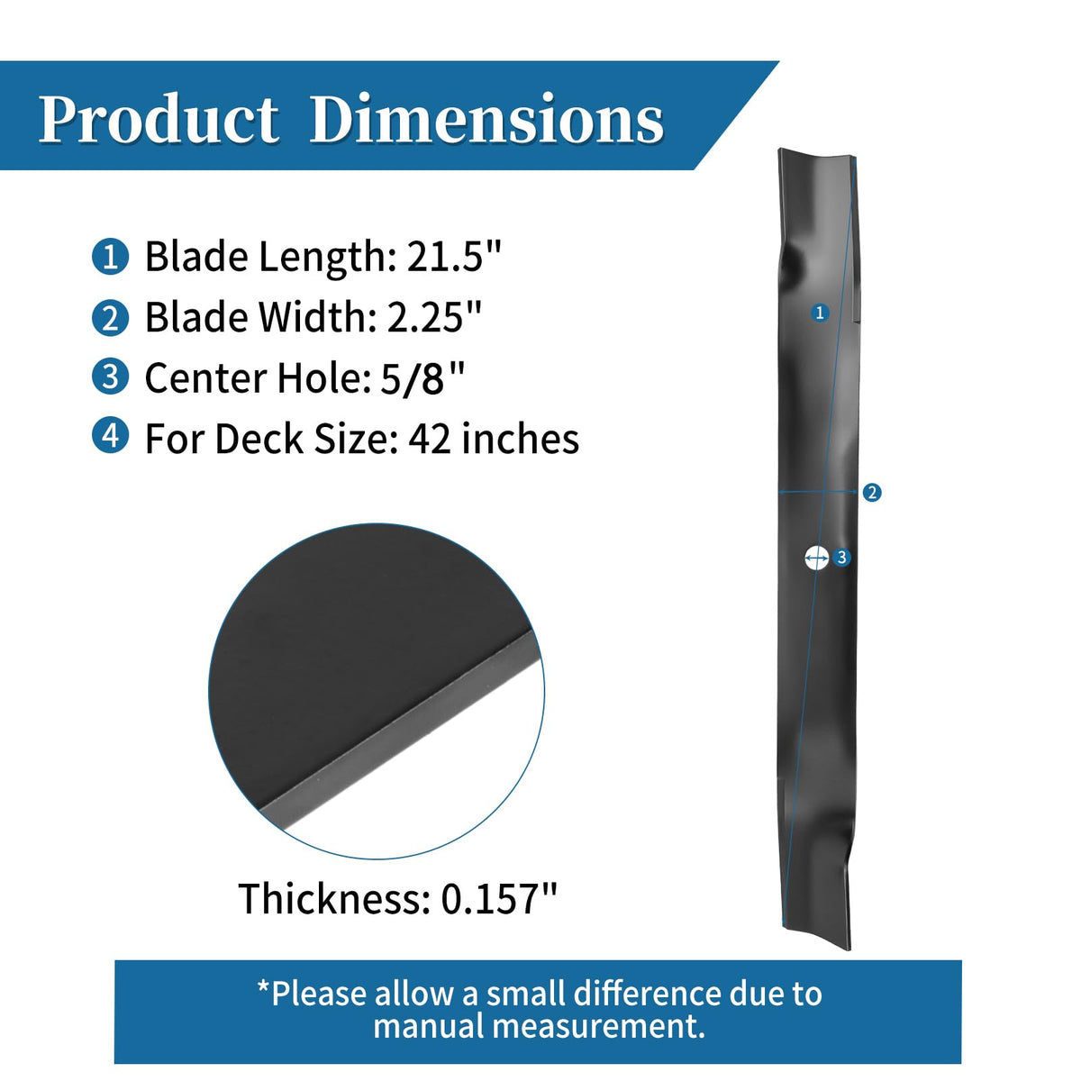 Bularie blade on mower deck highlighting 42-inch compatibility with TimeCutter.