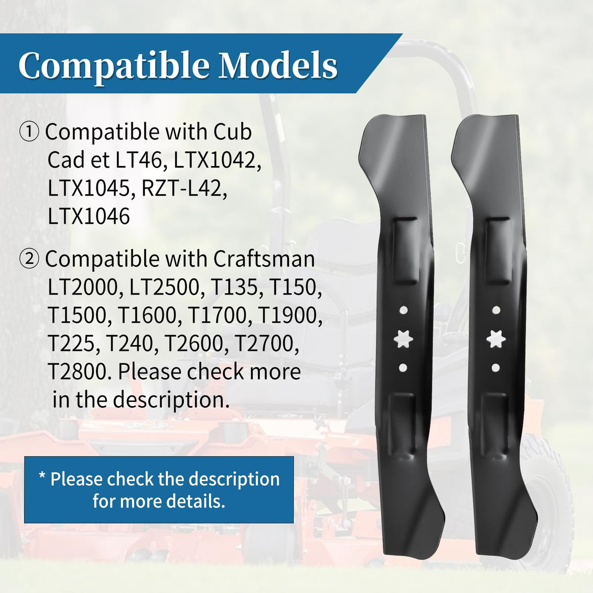 Bularie 942-04244 blade dimensions ensure accurate 46-inch deck fit.