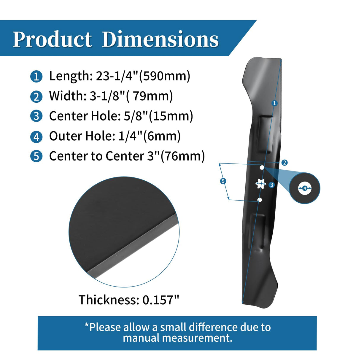 Bularie 942-04244 two-pack blades ready for replacement on 46-inch mowers.