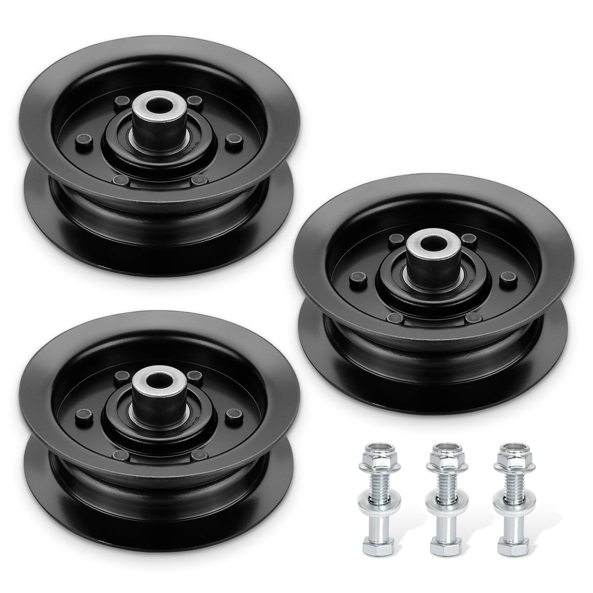 Bularie idler pulley replacement 106-2175, front view, durable metal construction for belt tension