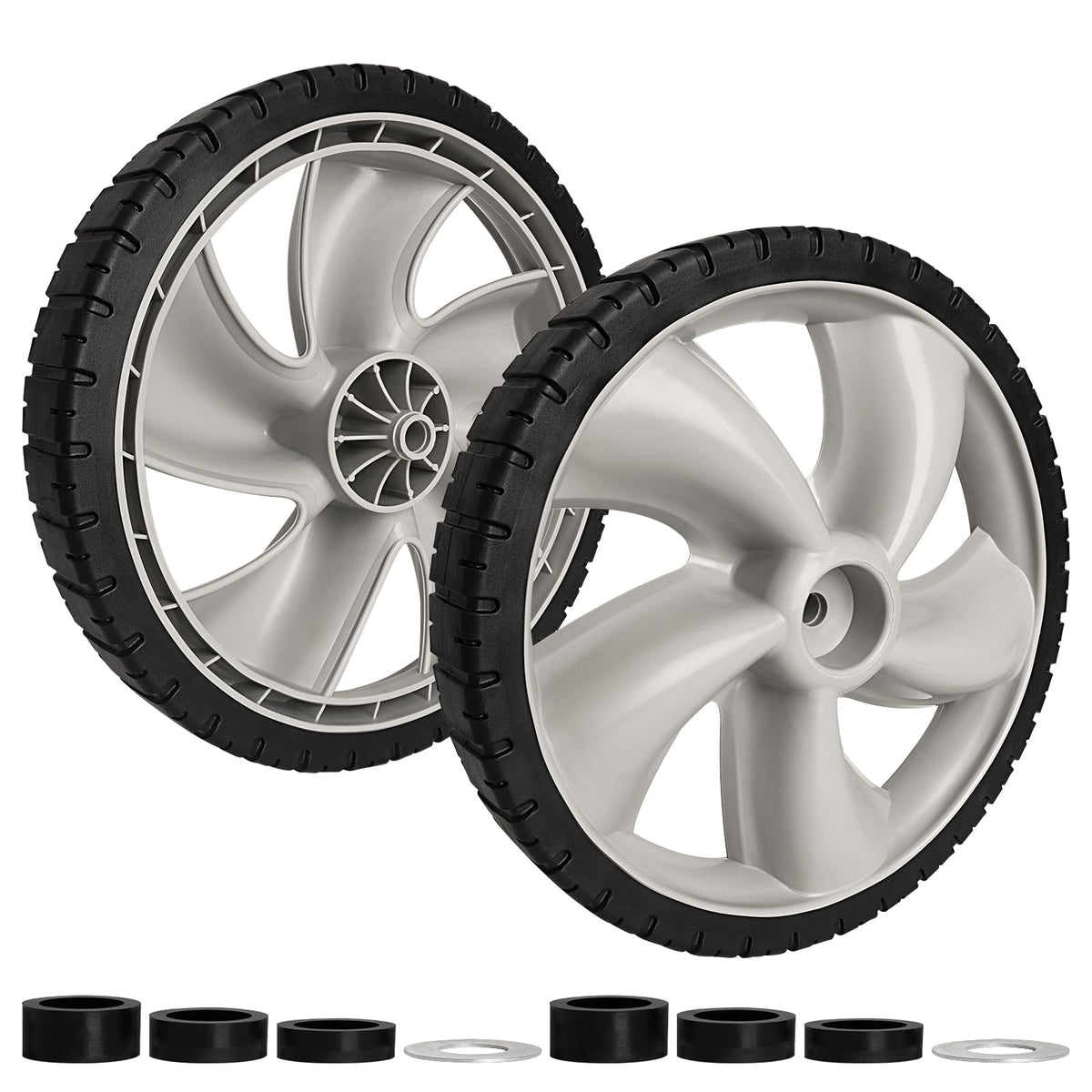 Bularie rear wheel 12-inch diameter delivers steady traction for even mowing.