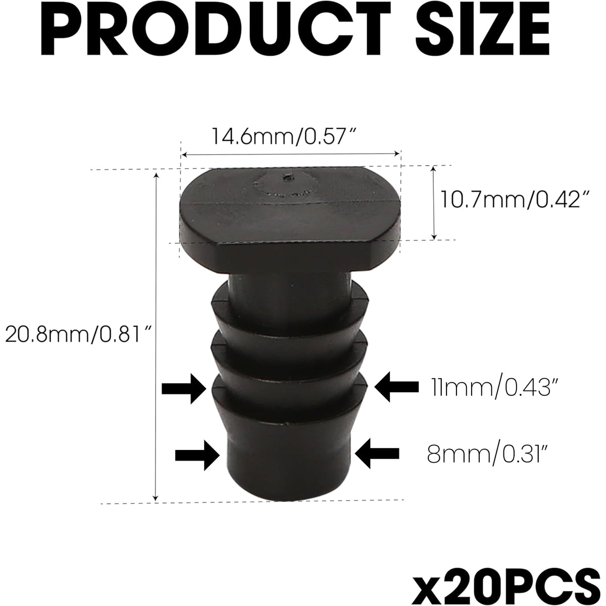 BuleVina 8-11mm tubing end cap seals 3/8 inch tubing to prevent leaks.
