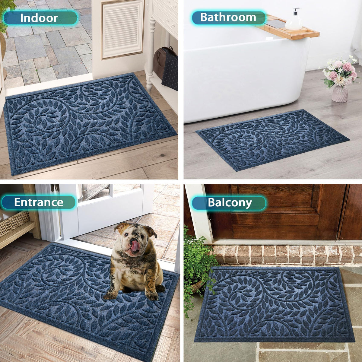 Bulijojo front door mat works all weather for front, back, or garage doors.
