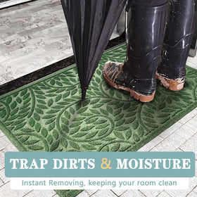 Bulijojo Front Door Mat easy-clean design resists dirt and rinses quickly.