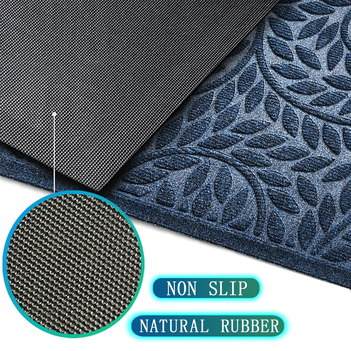 Bulijojo mat's non-slip backing keeps it flat in wet weather.
