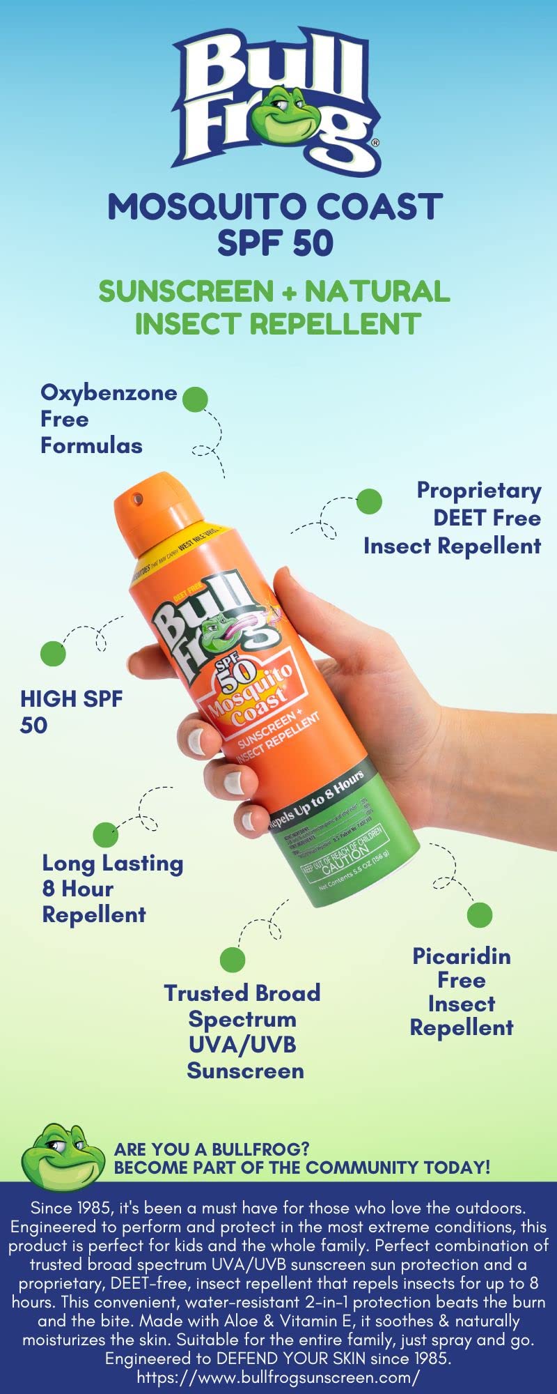 Bullfrog Mosquito Coast outdoor use shows comfortable protection during activity.